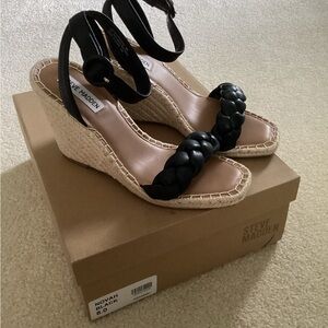 Steve Madden Black Wedge Sandals with Ankle Strap (FINALPRICEDROP)